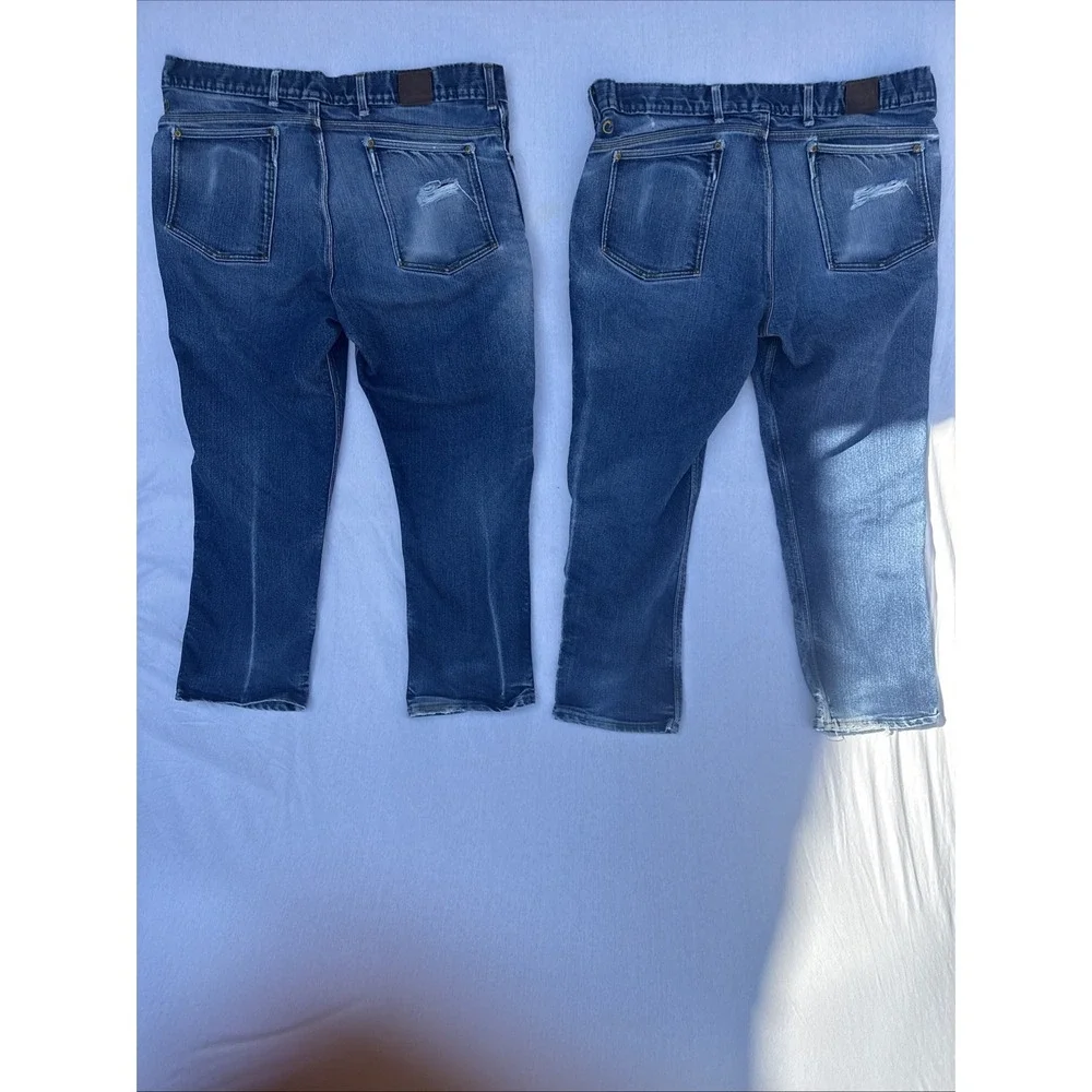 Lot of Origin Maine Jeans Men Blue Sz 40x30 Embroidered Logo Distressed USA Made